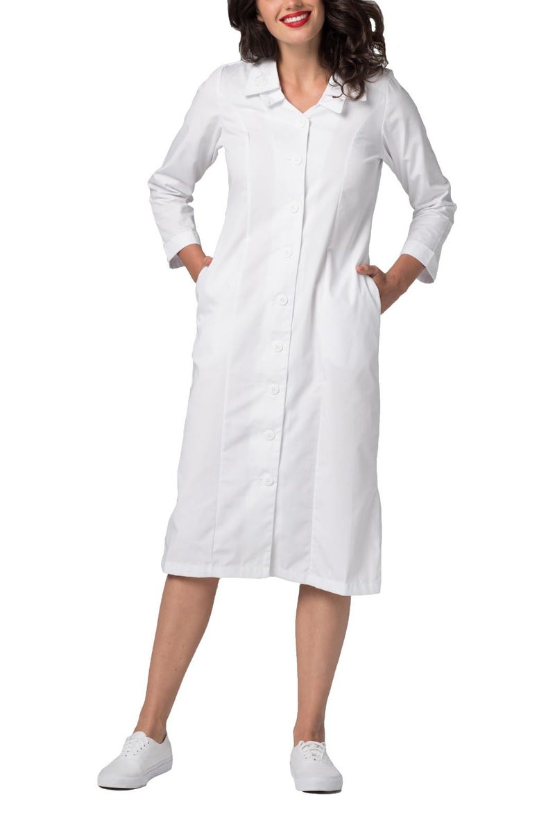 Adar Uniforms, Universal Scrub Dress for Women - Embroided Collar Dress - 2801 - White - 18 - Image 1